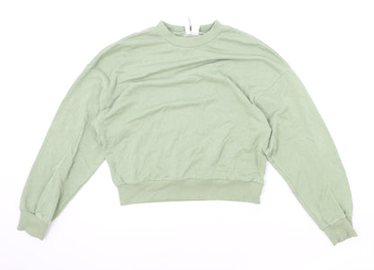 H&M Womens Green Cotton Pullover Sweatshirt Size XS Pullover