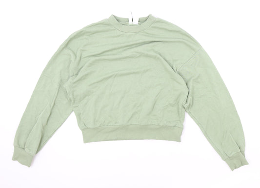 H&M Womens Green Cotton Pullover Sweatshirt Size XS Pullover