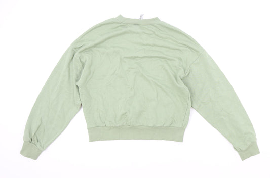 H&M Womens Green Cotton Pullover Sweatshirt Size XS Pullover