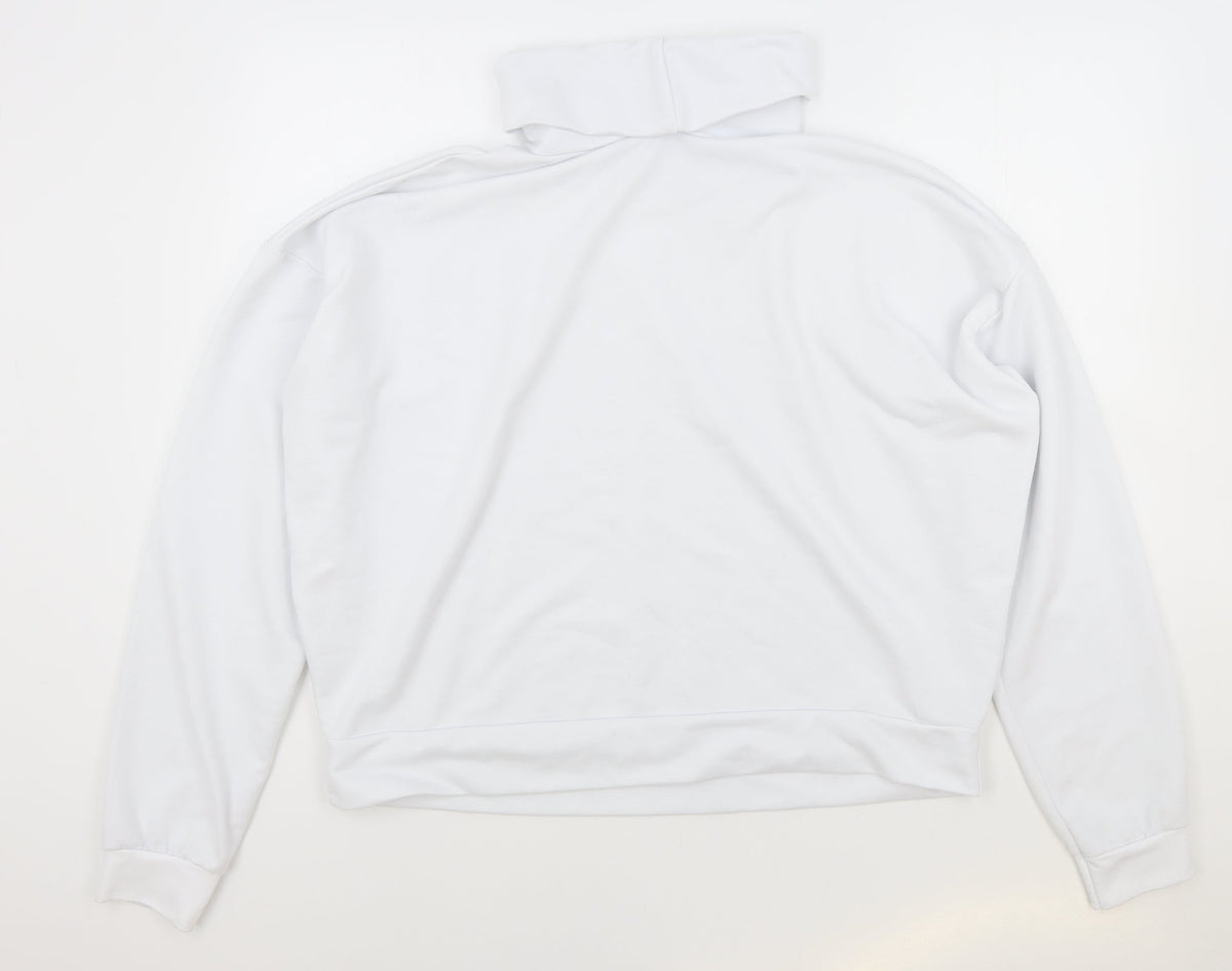 PRETTYLITTLETHING Womens White Cotton Pullover Sweatshirt Size 12 Pullover
