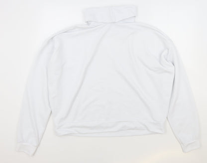 PRETTYLITTLETHING Womens White Cotton Pullover Sweatshirt Size 12 Pullover