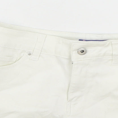 Butt Womens White Cotton Mom Shorts Size S Regular Zip