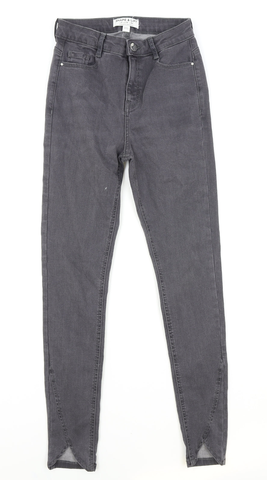 Dorothy Perkins Womens Grey Cotton Skinny Jeans Size 8 Regular Zip - Shape & Lift