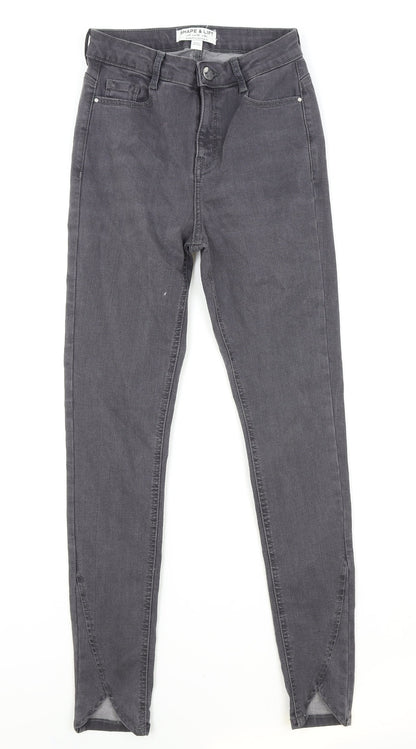 Dorothy Perkins Womens Grey Cotton Skinny Jeans Size 8 Regular Zip - Shape & Lift