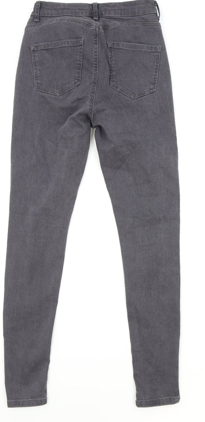 Dorothy Perkins Womens Grey Cotton Skinny Jeans Size 8 Regular Zip - Shape & Lift