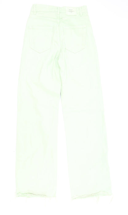 Womens UK Size 6 Stradivarius Regular Fit Straight Green Jeans
