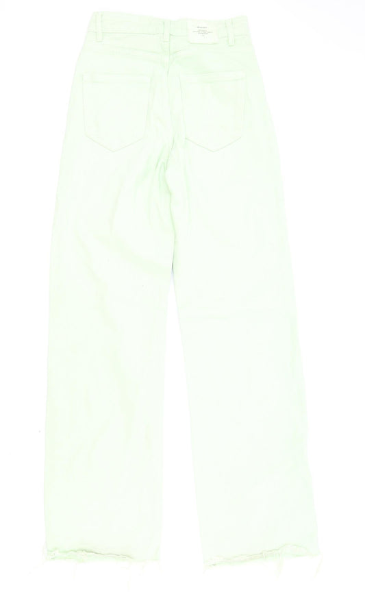 Womens UK Size 6 Stradivarius Regular Fit Straight Green Jeans