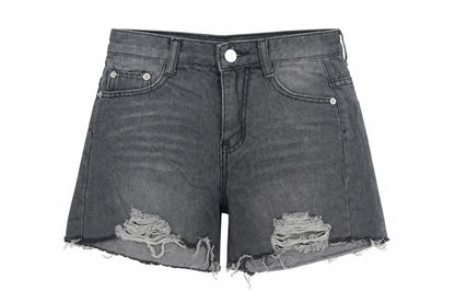 Miss Pineapple Womens Grey Cotton Cut-Off Shorts Size 26 in Regular Zip