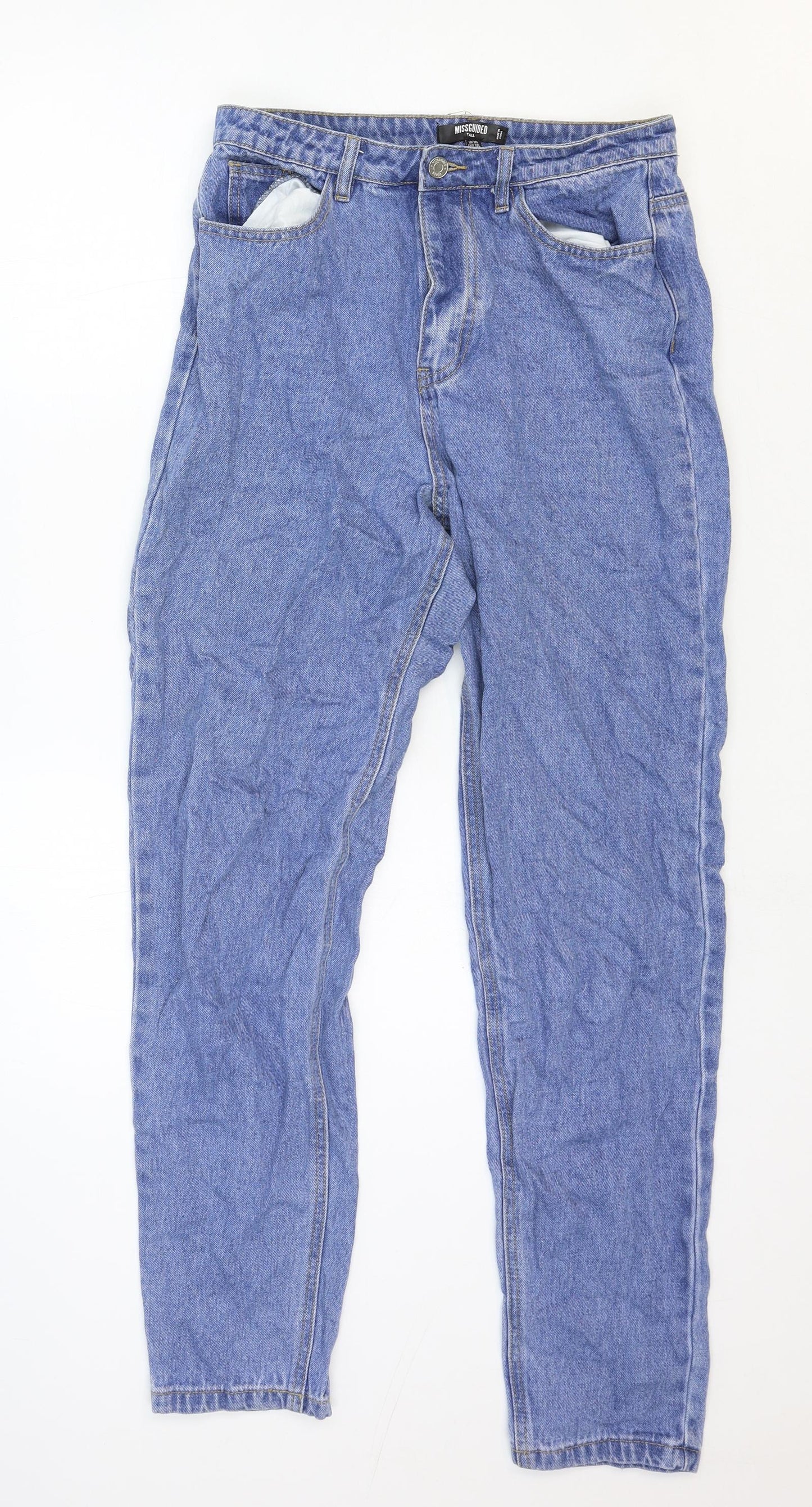 Missguided Womens Blue Cotton Straight Jeans Size 10 Regular Zip