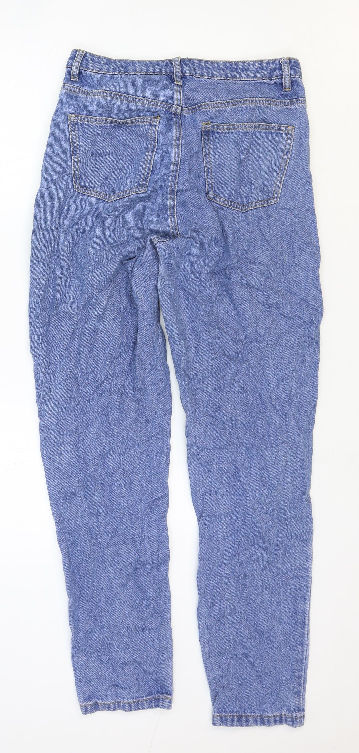 Missguided Womens Blue Cotton Straight Jeans Size 10 Regular Zip