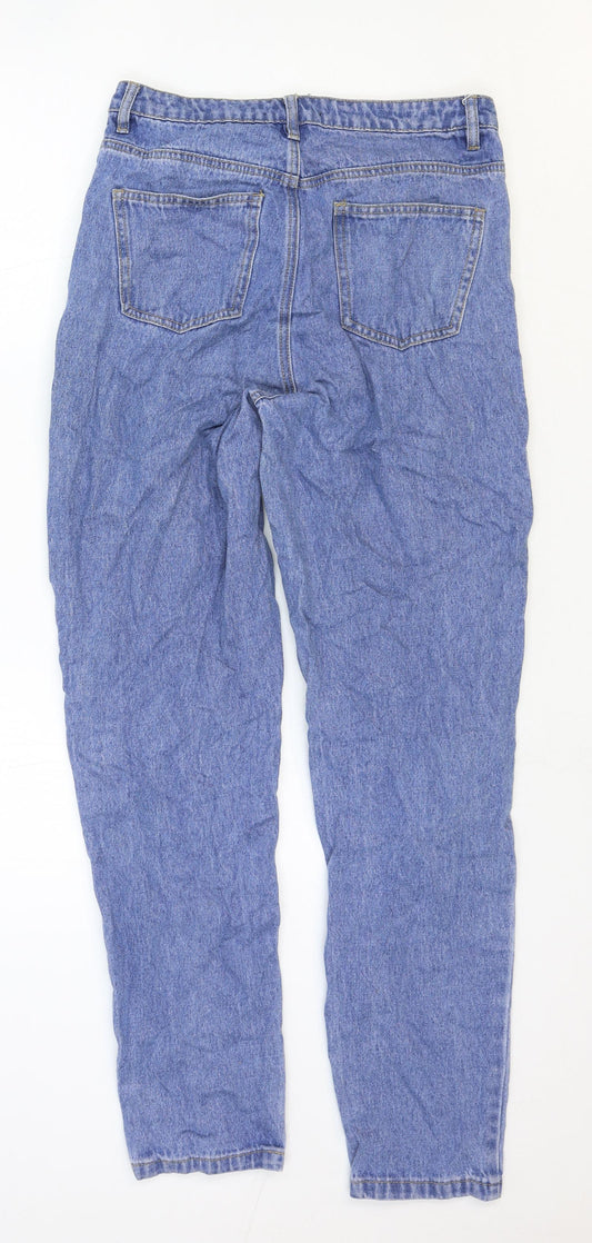 Missguided Womens Blue Cotton Straight Jeans Size 10 Regular Zip