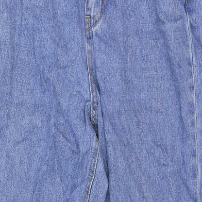 Missguided Womens Blue Cotton Straight Jeans Size 10 Regular Zip