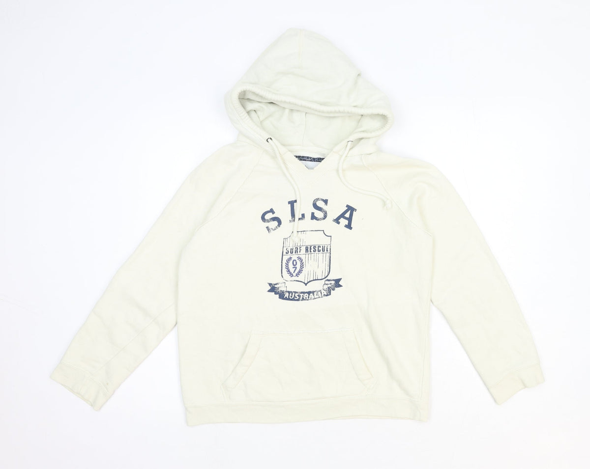 Between the flags Womens White Cotton Pullover Hoodie Size 10 Pullover - SLSA