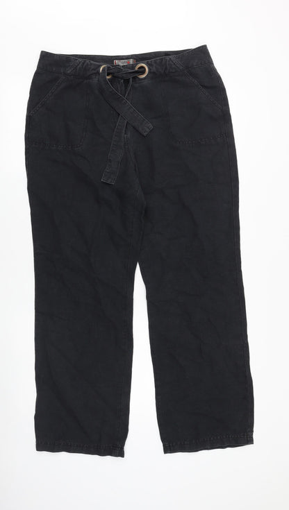 Zaffiri Womens Black Cotton Trousers Size 16 Regular Zip