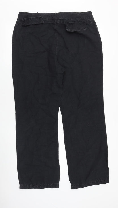 Zaffiri Womens Black Cotton Trousers Size 16 Regular Zip