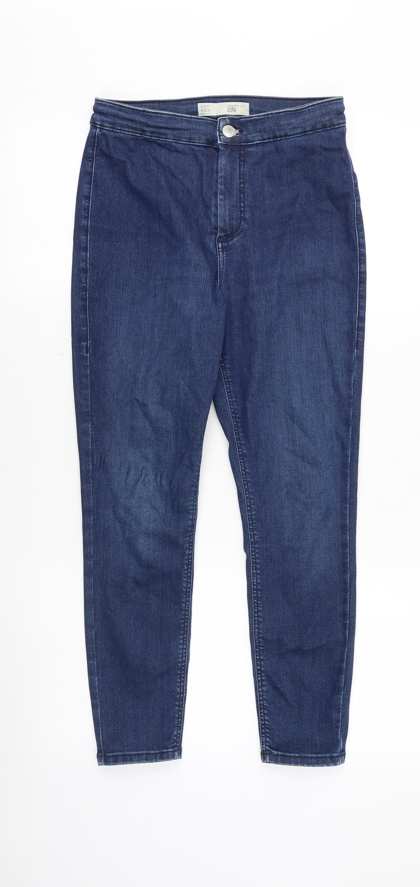 Topshop Womens Blue Cotton Skinny Jeans Size 30 in Slim Zip