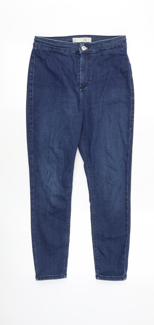 Topshop Womens Blue Cotton Skinny Jeans Size 30 in Slim Zip