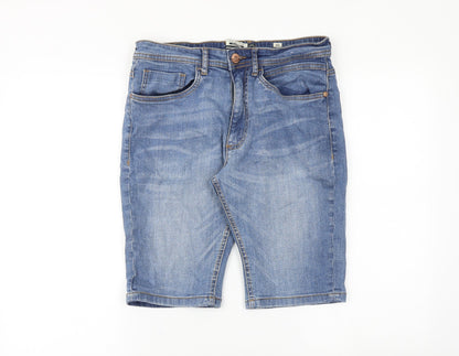 Duck and Cover Mens Blue Cotton Biker Shorts Size 30 in L11 in Regular Zip