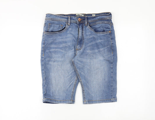 Duck and Cover Mens Blue Cotton Biker Shorts Size 30 in L11 in Regular Zip