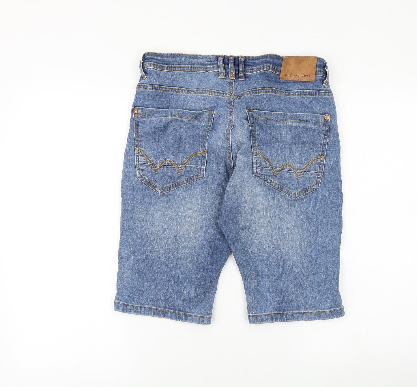 Duck and Cover Mens Blue Cotton Biker Shorts Size 30 in L11 in Regular Zip