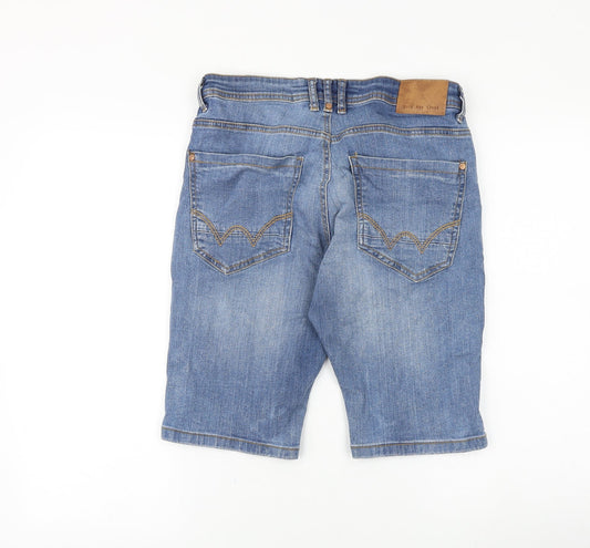 Duck and Cover Mens Blue Cotton Biker Shorts Size 30 in L11 in Regular Zip