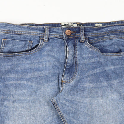 Duck and Cover Mens Blue Cotton Biker Shorts Size 30 in L11 in Regular Zip