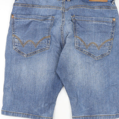 Duck and Cover Mens Blue Cotton Biker Shorts Size 30 in L11 in Regular Zip