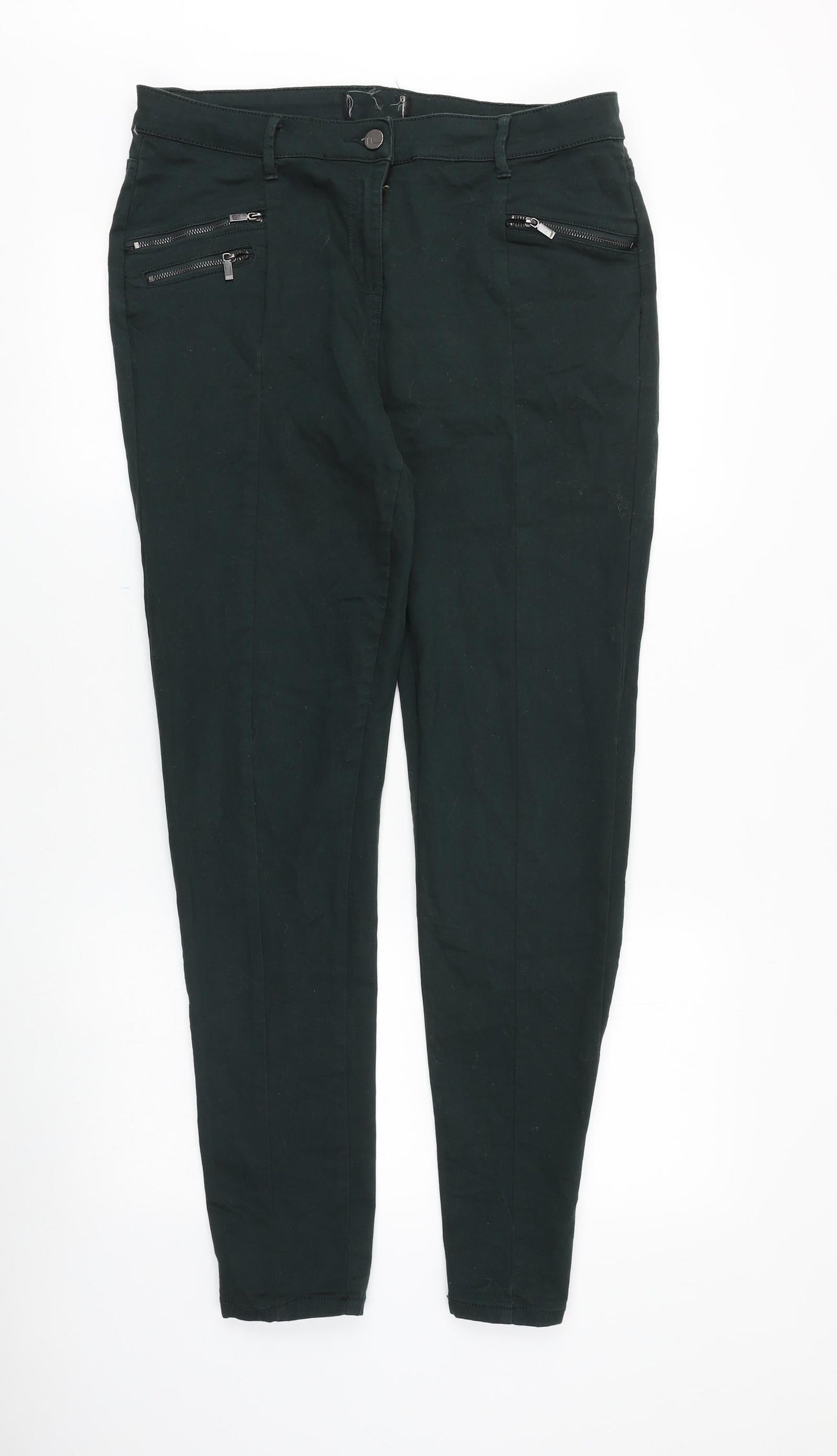 NEXT Womens Green Cotton Skinny Jeans Size 34 in Slim Zip