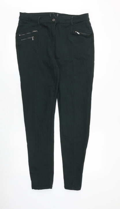 NEXT Womens Green Cotton Skinny Jeans Size 34 in Slim Zip