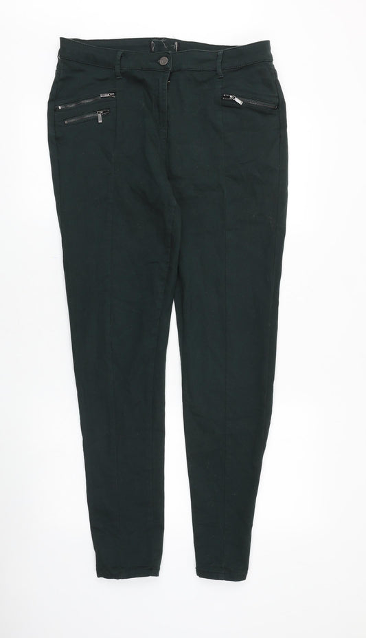 NEXT Womens Green Cotton Skinny Jeans Size 34 in Slim Zip