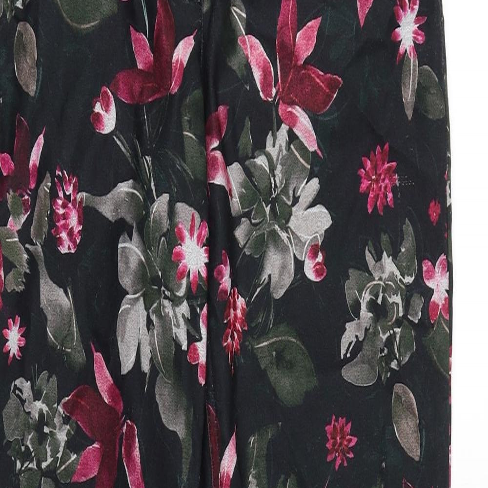 Gerry Weber Womens Black Floral Cotton Straight Jeans Size 14 Slim Zip