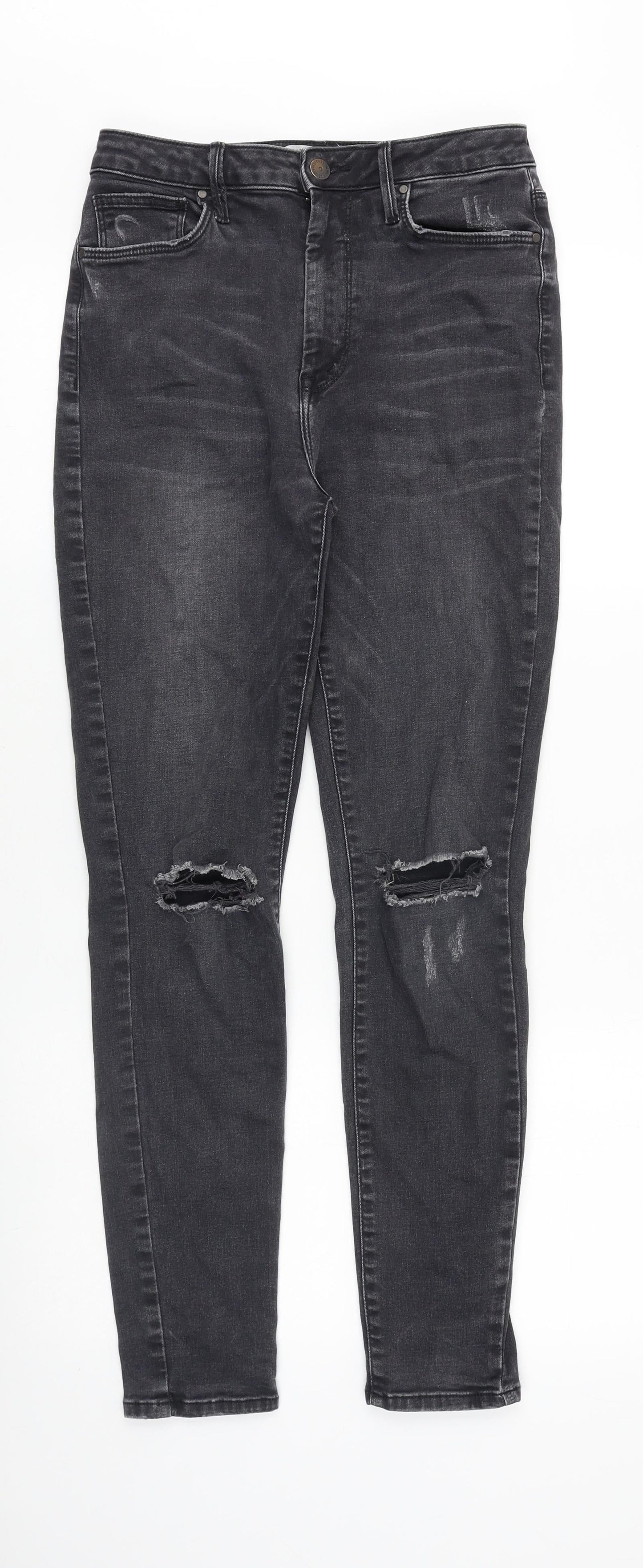 FOREVER 21 Womens Black Cotton Skinny Jeans Size 28 in Slim Zip