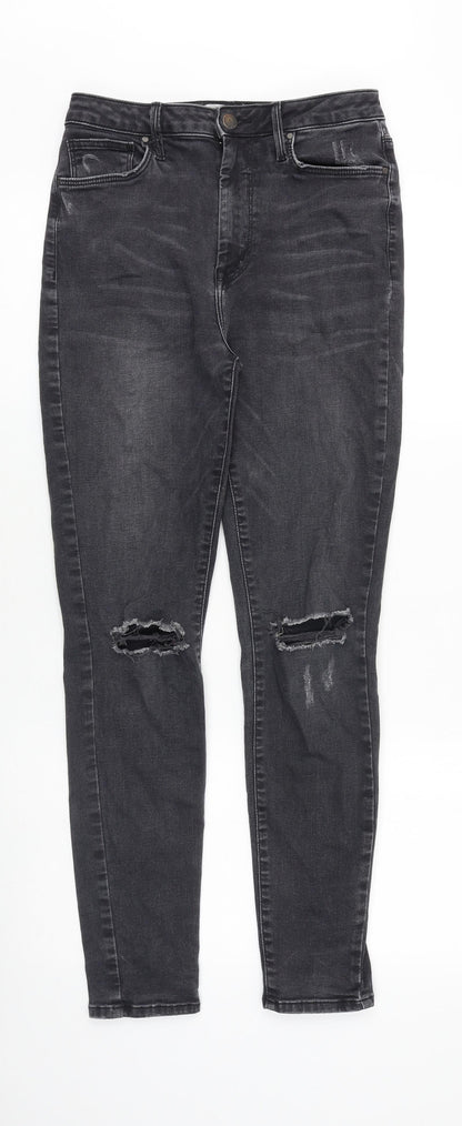 FOREVER 21 Womens Black Cotton Skinny Jeans Size 28 in Slim Zip