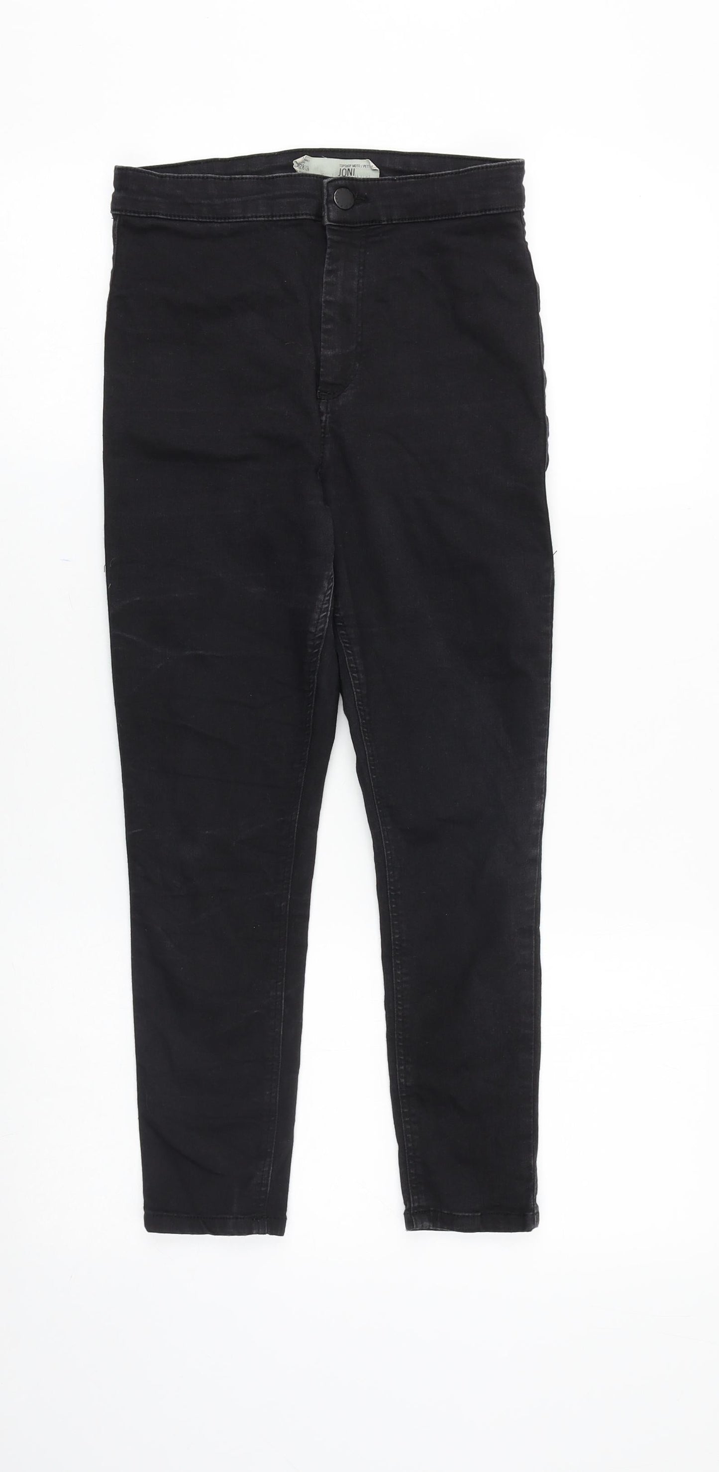 Topshop Womens Black Cotton Skinny Jeans Size 28 in Slim Zip