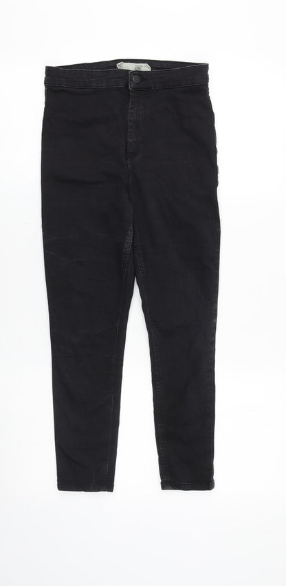 Topshop Womens Black Cotton Skinny Jeans Size 28 in Slim Zip