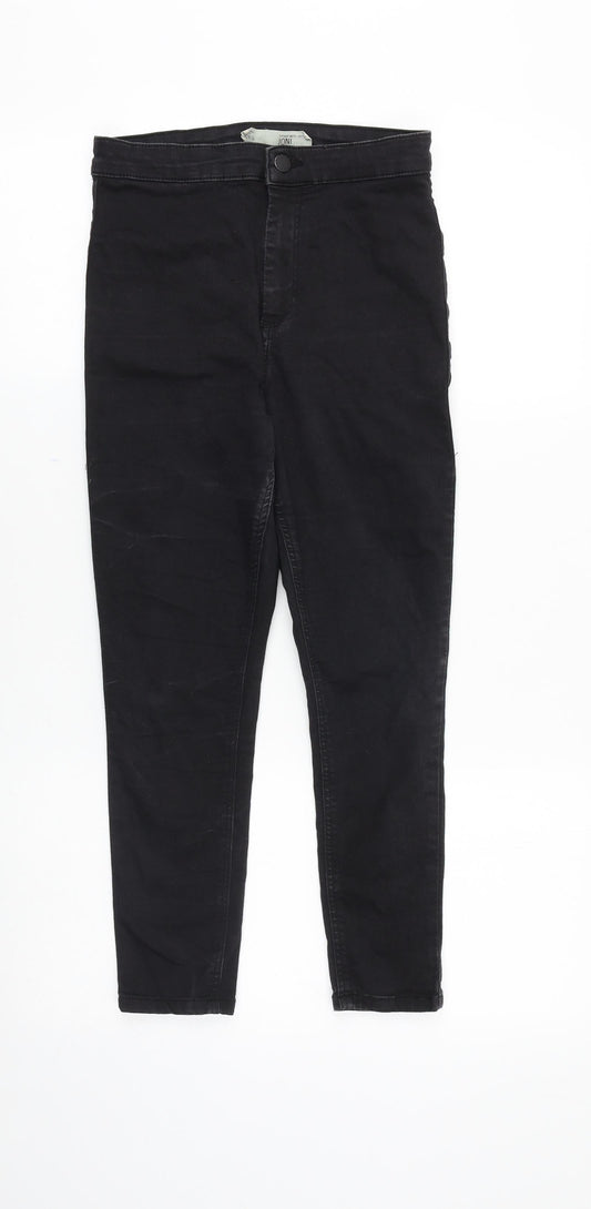Topshop Womens Black Cotton Skinny Jeans Size 28 in Slim Zip