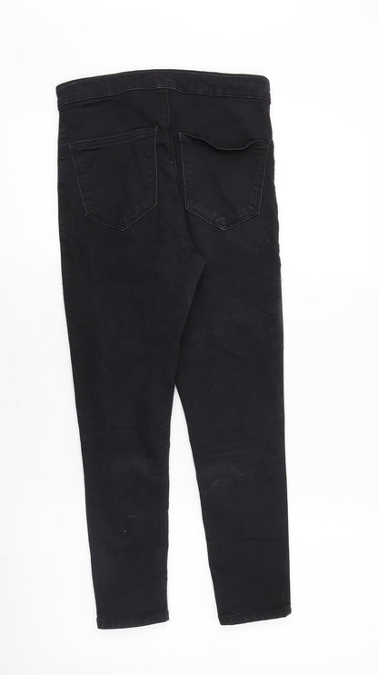 Topshop Womens Black Cotton Skinny Jeans Size 28 in Slim Zip