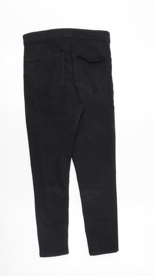 Topshop Womens Black Cotton Skinny Jeans Size 28 in Slim Zip