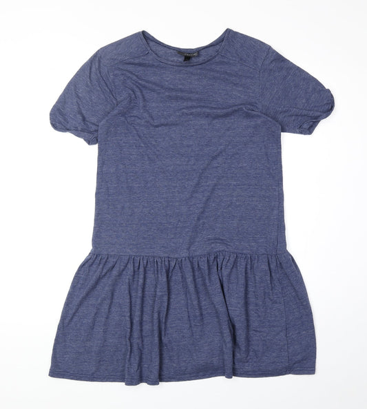 Topshop Womens Blue Polyester T-Shirt Dress Size 6 Round Neck Pullover