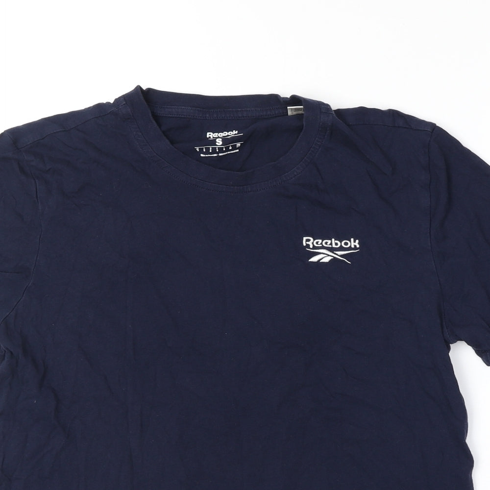 Reebok Mens Blue Polyester T-Shirt Size S Round Neck