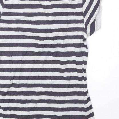 Great Plains Womens Blue Striped 100% Cotton Basic T-Shirt Size XS Scoop Neck