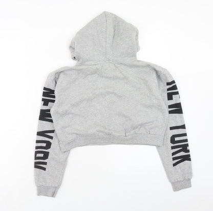 PARISIAN SIGNATURE Womens Grey Cotton Pullover Hoodie Size 10 Pullover