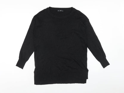 F&F Womens Black Round Neck Polyester Pullover Jumper Size 10