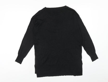F&F Womens Black Round Neck Polyester Pullover Jumper Size 10