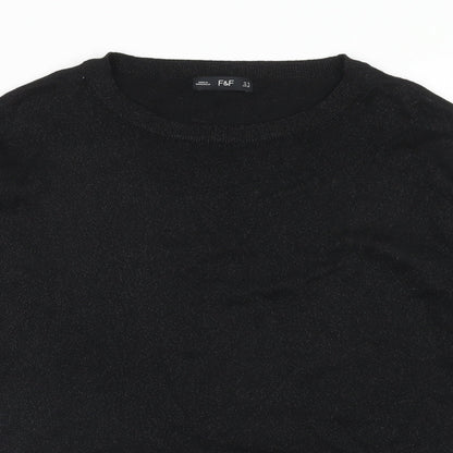 F&F Womens Black Round Neck Polyester Pullover Jumper Size 10