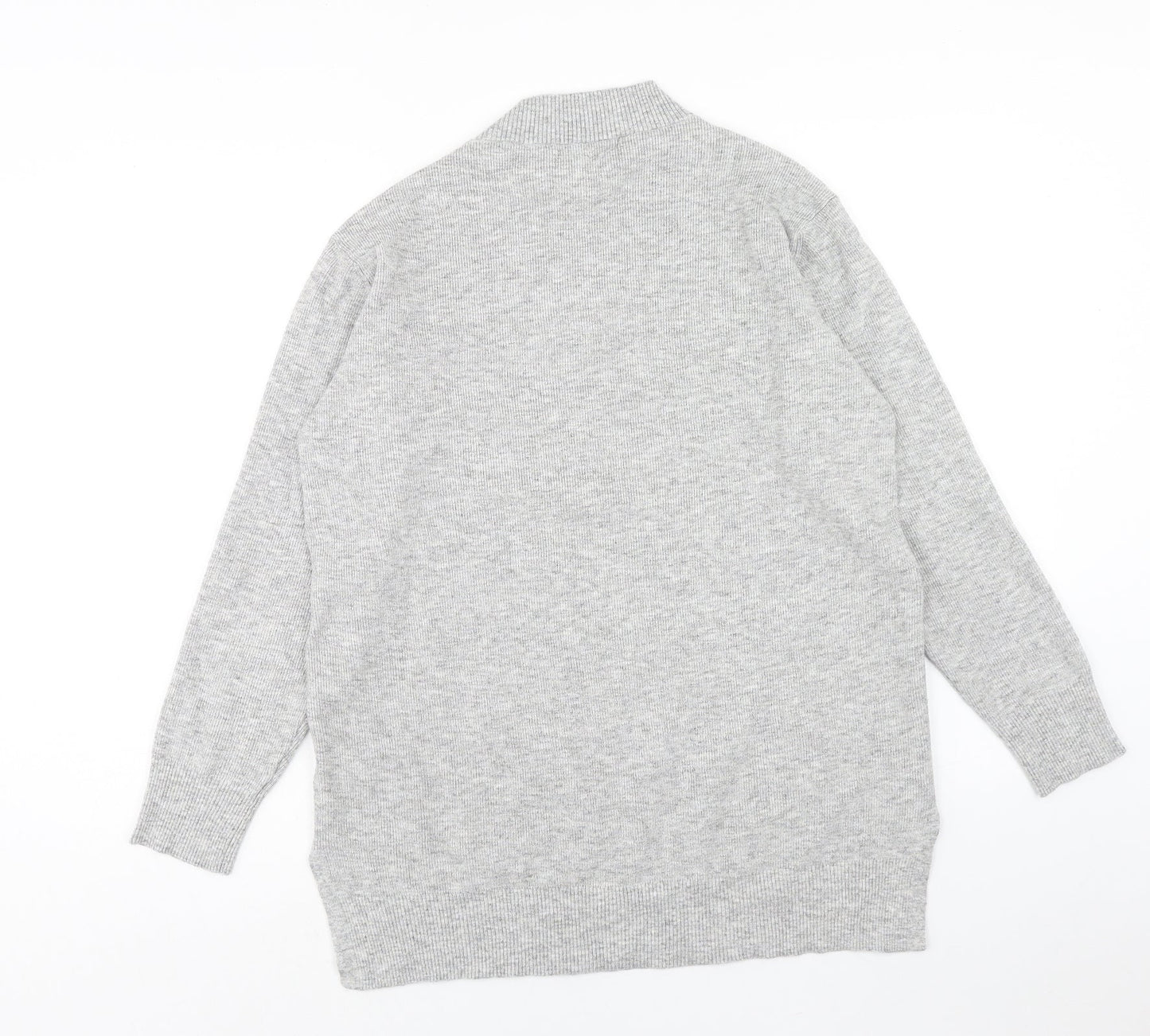 Marks and Spencer Mens Grey V-Neck Viscose Pullover Jumper Size L Long Sleeve