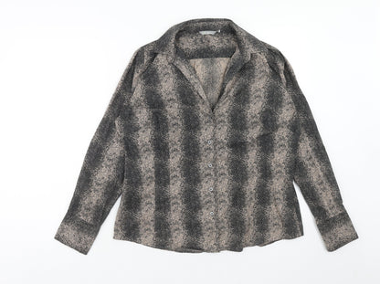 Womens UK Size 14 Marks and Spencer Brown Basic Button-Up