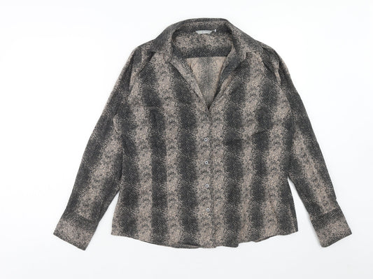Womens UK Size 14 Marks and Spencer Brown Basic Button-Up