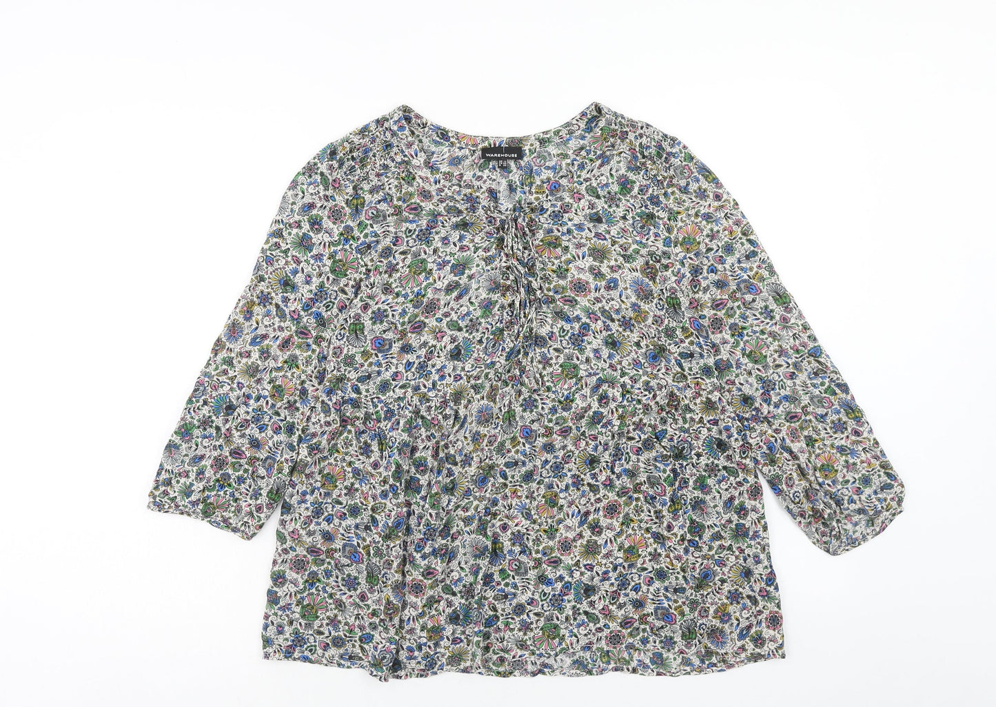 Womens UK Size 12 Warehouse Multicoloured Basic Blouse