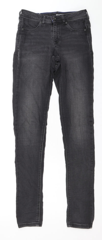 Preworn Womens Grey Cotton Skinny Jeans Size 27 in Regular Zip